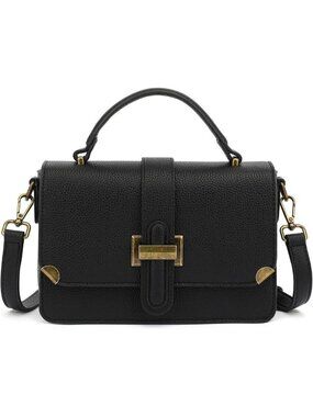 Women's B-black Leather Satchel Small Classy Crossbody Bag Purse Fashion Handbag